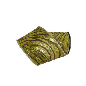 Gold Burnt Out Velvet 4" x 5 yds Wire Edge Ribbon d.stevens Christmas Holidays